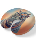 U Shaped Travel Pillow With Memory Foam Core Orange Hippo Animal Design Neck Pillow For Airplane Car Office Or Home Use Ultra Cozy Support For Head Neck Comfort And Quick Naps with abstract hippo art