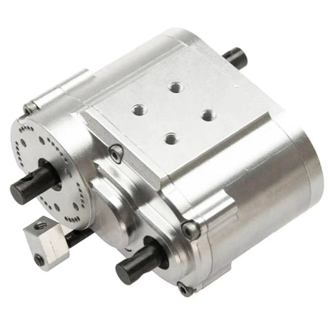 Rugged RC Transmission Gearbox For D90 And Axial SCX10 One Tenth Crawler Metal 2 Speed Transfer Case Upgrade Part High Strength Shell Sand And Impact Resistant For Better Climbing And Acceleration, silver metal gearbox