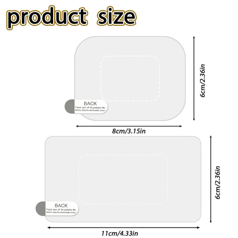 Product size dimensions for 8 Pack Dashcam Windshield Sticker Set Electrostatic Adhesive Shields For Windshields.