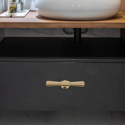 Brass Cabinet Handles 2 Pack T Bar Pulls Single Hole For Kitchen Drawers Wardrobe Cupboards And Doors Durable Furniture Hardware