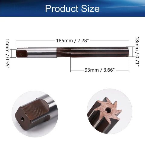 Chucking Reamer 18mm H8 9CrSi Alloy Tool Steel Lathe Milling Cutter With Straight Flutes And Round Shank For Bore Drilling Machine 0.71 Inch Size For High Precision, showing dimensions and detailed flute design.