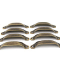 Vintage Seashell Shaped Cup Pulls Set In Antique Bronze Finish For Cabinets And Drawers, 8 Pack Iron Hardware