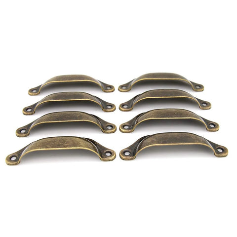 Vintage Seashell Shaped Cup Pulls Set In Antique Bronze Finish For Cabinets And Drawers, 8 Pack Iron Hardware