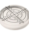 Precision Circular Bubble Level 32x7mm Fluorescent Yellow Liquid with clear acrylic and precise internal markings.