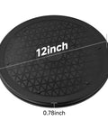 Bulk 6 Pack Of Slick 12 Inch Black Lazy Susan Turntables step view showing 12 inch plastic tray thickness of 0.78 inch