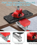 Tough As Nails 35mm Concealed Door Hinge Jig Drill Guide Template With Bulletproof Locking Clip on wooden surface, showing anodized aluminum alloy