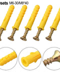 Self Tapping Screws Kit 200Pcs M8x40 M6x30 With Drywall Wall Anchors Yellow Zinc Plated Carbon Steel Built To Last No Pre Drill Needed Easy Install For Heavy Duty Shelves TV Mounts DIY Friendly, M6x30 and M8x40 anchors