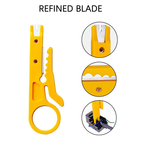 Mini Wire Stripper 3 Pack for Network Cable with refined blade detail, Pro Grade Manganese Steel Blade, Handy Precision Strip Tool Set