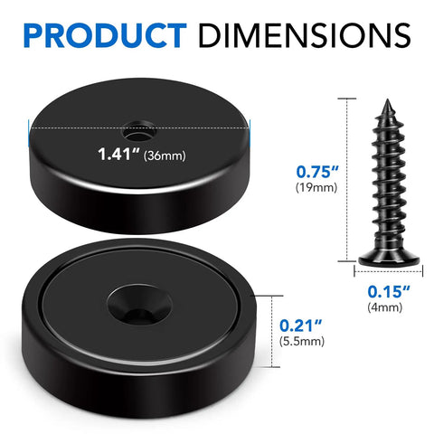 Ten Pack Neodymium Cup Magnets 150 Lb Pull With Countersunk Hole, Heavy Duty Rare Earth Magnets, Stainless Steel Screws