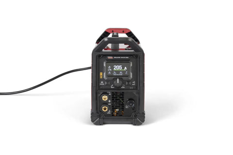 Front view of Square Wave 205 TIG Welder K5613 1 Portable TIG and Stick Welder for hobbyists with display and controls visible.