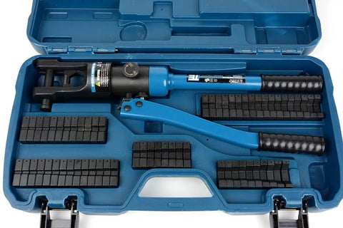Hydraulic Cable Lug Crimper TH0005 V2.0 11 Ton Crimp Tool Kit with 32 Die Sets in blue case, heavy duty design