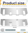 Front view of 4-inch stainless steel door hinge shims, 3/64in thick, silver finish, 10 pcs with four cutouts.