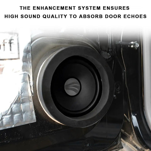 Close-up of 6.5 inch Car Speaker Foam Seal installed over a speaker for soundproofing using 2 Pack 6.5 Inch Car Speaker Foam Seals Slick Self Adhesive Damping Rings High Rebound Soundproof Baffles For Crisp Audio And Tight Ride Dampening In Any Stereo Setup.