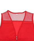 Top Shelf High Visibility Safety Vest Built To Last In Bold Red Mesh Heavy Duty Work Wear With Snug Pockets front view showcasing breathable mesh.