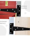 Close-up of 8 Pack 5 Inch Black Painted Galvanized T Shaped Weld On Hinges For Interior Doors Barn Doors And Screen Replacement