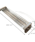 2000W Short Wave Infrared Carbon Fiber Heating Lamp 22 Inch Dual Tube Paint Curing Heater detailed view of steel mesh guard and dimensions