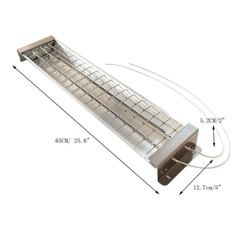 2000W Short Wave Infrared Carbon Fiber Heating Lamp 22 Inch Dual Tube Paint Curing Heater detailed view of steel mesh guard and dimensions