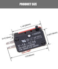 Cherry Micro Limit Switch SPDT Snap Action Button For Microwave Door And Arcade Projects 125V 250V 15A V-15-1C25 Heavy Duty Push Button Switch Durable size diagram, 40mm x 16mm
