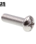 Premium Round Head Machine Screws With Slotted Phillips Combo Drive Size Twelve Twenty Four By Three Quarter Inches Grade Eighteen Eight Stainless Steel Twenty Five Pack showing a single screw.