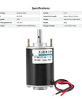 High Torque DC Gear Motor 12V 24V 3500-7000 RPM 30W Reversing Wiring Worm Drive Adjustable Speed Micro Turbine Gearbox