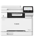 Color Wireless Duplex Laser Printer All In One With Copier Scanner Fax And Auto Document Feeder Fast 22 PPM Easy Wireless Setup Perfect For Home Office Or Small Biz 3 Year Limited Warranty in white with touchscreen panel front view