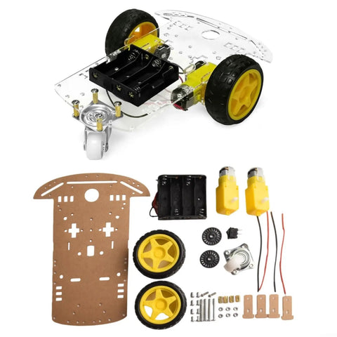 Arduino Compatible 2WD Smart Robot Car Chassis Kit With Speed Encoder For DIY Projects And Competitions parts and assembly view