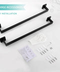 2 Pack Matte Black 24 Inch Stainless Steel Bathroom Towel Bar Set Wall Mount Towel Rack Hanger accessories shown