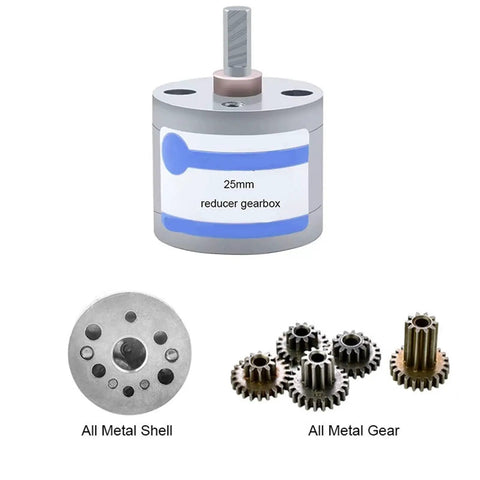 Compact 25mm Planetary Gearbox Reducer With Beefy Torque And Precise Reduction, showing all-metal shell and gears.