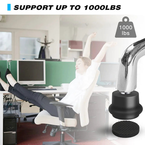 Game Changing Office Chair Bell Glide Casters Set Of Five Heavy Duty Fixed Feet Wheels Up To 1000 Pounds, showing a black caster under chair.