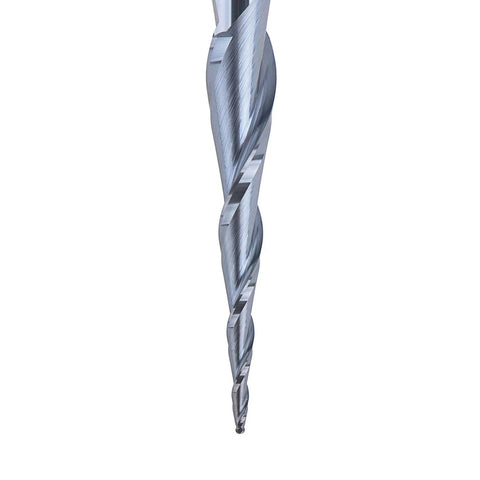 SpeTool tapered ball-nose router bit, 1.0 mm tip diameter, 0.5 mm radius, 4.82 deg, silver metal for CNC milling