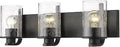 Three Light Vanity Light In Black Finish For Bathroom, Transitional Industrial Style Fixture With Nautical Details, UL Listed 492-3V-MB