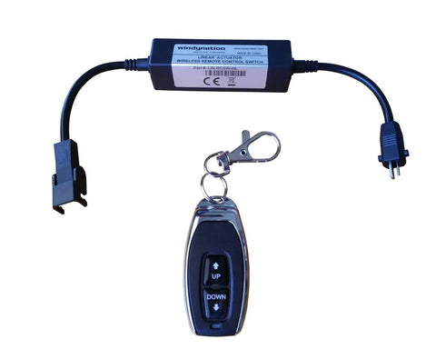 Wireless remote control switch for Two Piece Heavy Duty 12 Volt Linear Actuators With 225 Pound Push Pull Capacity.