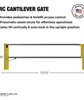 Heavy Duty Cantilever Dock Gate 12 Foot Wide with pneumatic struts, OSHA compliant, smooth loading barrier for safety.