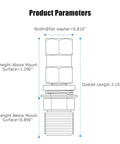 Diagram of Heavy Duty CB Antenna Stud Mount Adapter Copper Nickel Plated With SO239 Connector dimensions and measurements.