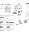 Technical diagram of NEMA 17 stepper motor with lead screw, including dimensions and electrical characteristics for 3D printers and CNC machines.