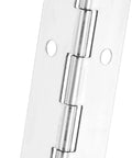 Close-up of Top Shelf 12 Inch Stainless Steel Piano Hinges For Furniture showing smooth operation and countersunk screw holes.
