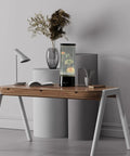 Jellyfish Lamp With 16 Color Changing Lights And Remote Control on wooden desk with decor, stylish home or office decor.