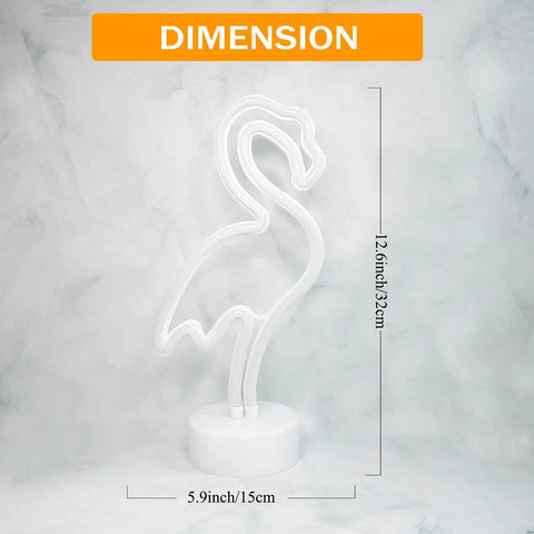 Dimensions of Pink Flamingo LED Neon Light Sign For Bedroom And Girls Room Decor USB Or Battery Powered Night Light