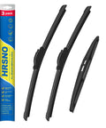 Premium Full Coverage Windshield Wiper Blade Set compatible with 2022 through 2025 Mitsubishi Outlander and PHEV in a 3 pack.