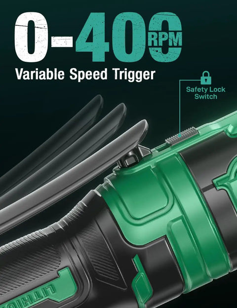 Electric Cordless Ratchet Wrench 3/8 Inch With Beast 89 Ft-Lbs Torque And 400 RPM, Variable Speed, dual 2.0Ah batteries