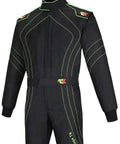 Go Kart Racing One Piece Cordura Suit For Adults Black XXL With Two Layer Comfort Inside Mesh Liner Velcro Collar Elastic Cuffs