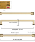 Diagram of Brushed Brass Cabinet Pulls 7 Inch Hole Centers 10 Pack Modern Kitchen Cabinet Handles with dimensions