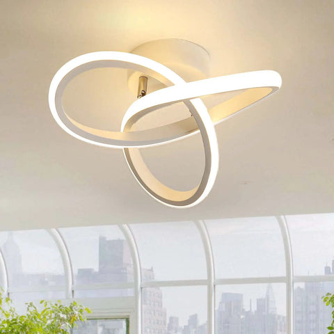 Spiral LED Ceiling Light Fixture, Modern Semi Flush Mount 22W Warm White 3000K, Energy-Saving Hallway Kitchen Dining Living Room