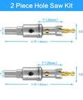 Pro Grade TCT Hole Saw Two Pack Half Inch Tungsten Carbide Tipped Cutters With Titanium Coated Pilot Bit Cuts Metal Hard Plastic