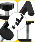8 Piece Metal C Clamps Set 2 Inch Heavy Duty G Clamps For Woodworking And DIY Projects Sturdy Steel Construction Ideal For Fastening Gluing And Crafting, close-up of screw knob and clamp jaws