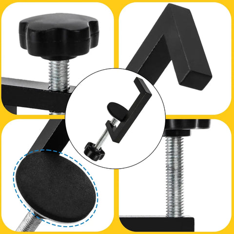 8 Piece Metal C Clamps Set 2 Inch Heavy Duty G Clamps For Woodworking And DIY Projects Sturdy Steel Construction Ideal For Fastening Gluing And Crafting, close-up of screw knob and clamp jaws