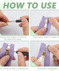 Step-by-step guide on using Metal Zipper Repair Kit With Detachable Zip Heads And Screwdriver Stainless Steel Zipper Pull Replacement