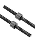 Heavy Duty Workhorse T12 Lead Screws Two Pack With Solid T Nuts, 12mm diameter, black oxide steel, precision drive rods.