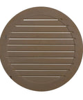 Front view of 24 Inch Round Functional Gable Vent Louver Super Tough For Exterior Use Made Of Durable Urethane That Will Not Crack Warp Or Split Lightweight Easy No Hassle Install Factory Primed Paintable Design.