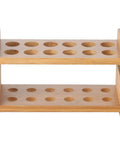 Bamboo Test Tube Shot Glass Rack With Built In Handle 12 Tube Capacity Rack Only Glass Tubes Not Included front view